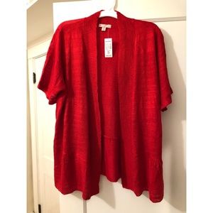 (Dress Barn) Red Short-Sleeved Cardigan